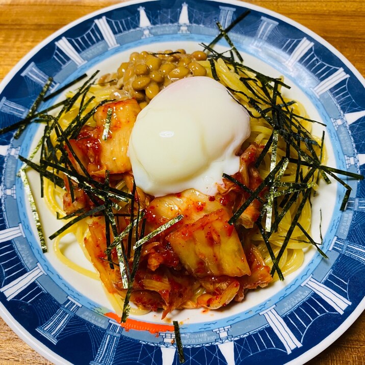 めんつゆが隠し味 納豆キムチペペロンチーノ レシピ 作り方 By Katabadayo 楽天レシピ